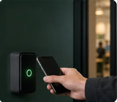 Phone tapping a door access reader